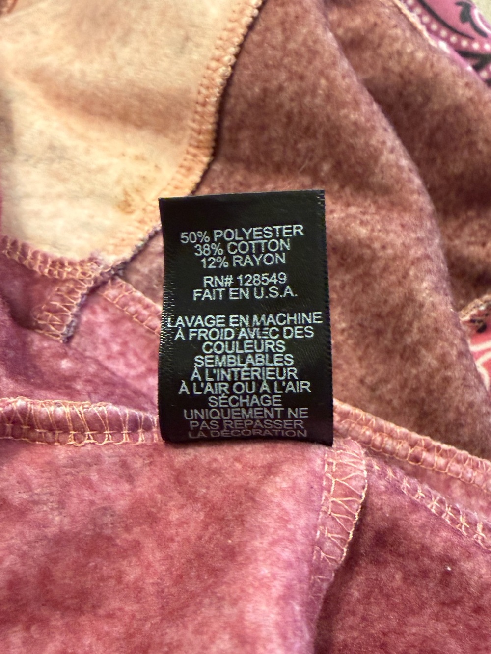 Aviator Nation Pink BANDANA QUILTED ZIP HOODIE S - Picture 8 of 8